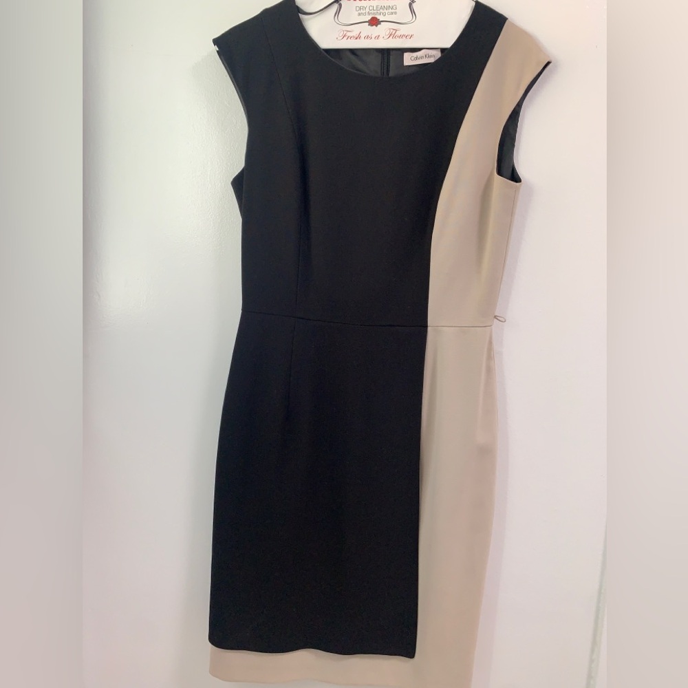 Calvin Klein Two-Tone Black and Cream Dress